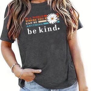 Kindness Blossom medium Tee Vibrant Floral & Typography Print Crew Neck T-Shirt
